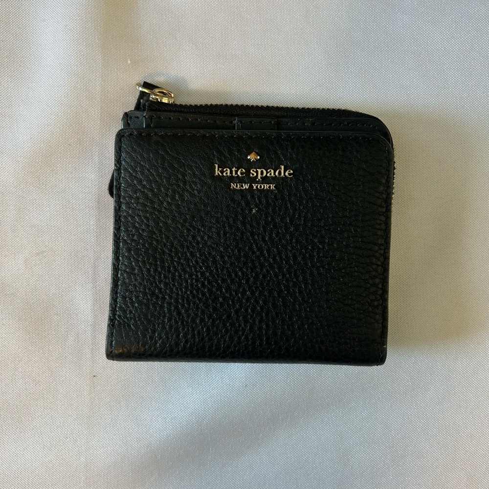 Monogrammed New York Black Leather Zip Wallet